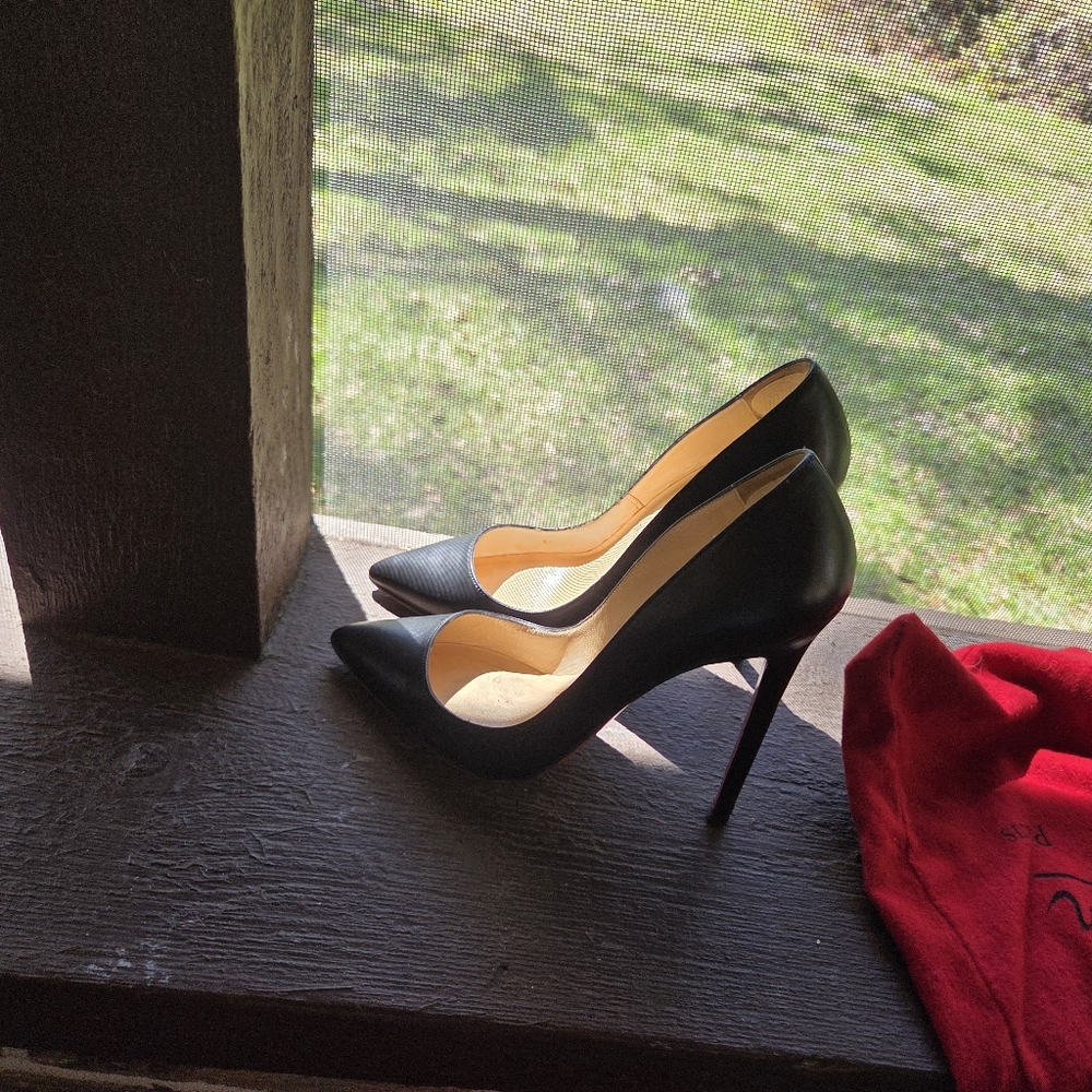 Christian Louboutin Black Pointed-Toe Stiletto Pumps